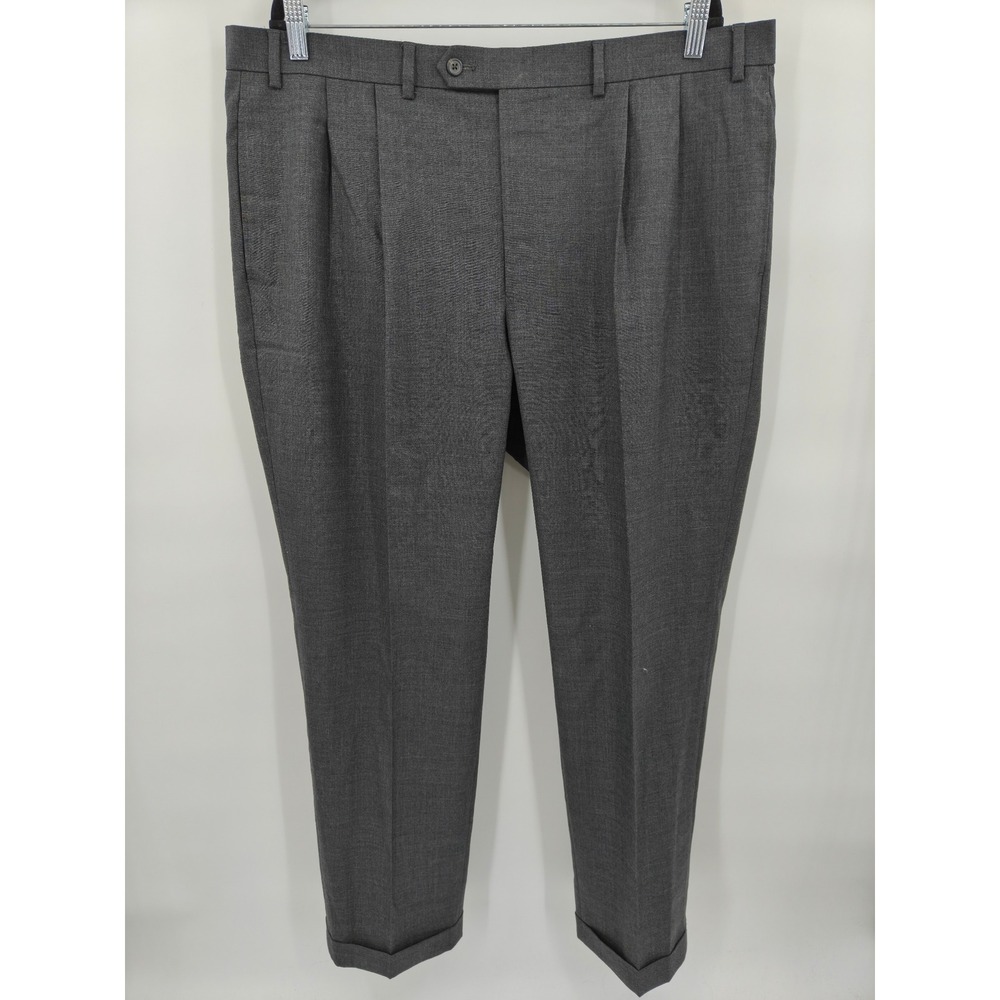 Lauren Ralph Lauren Mens Pleated Dress Pants Grey Total Comfort Cuffed 40W 32L